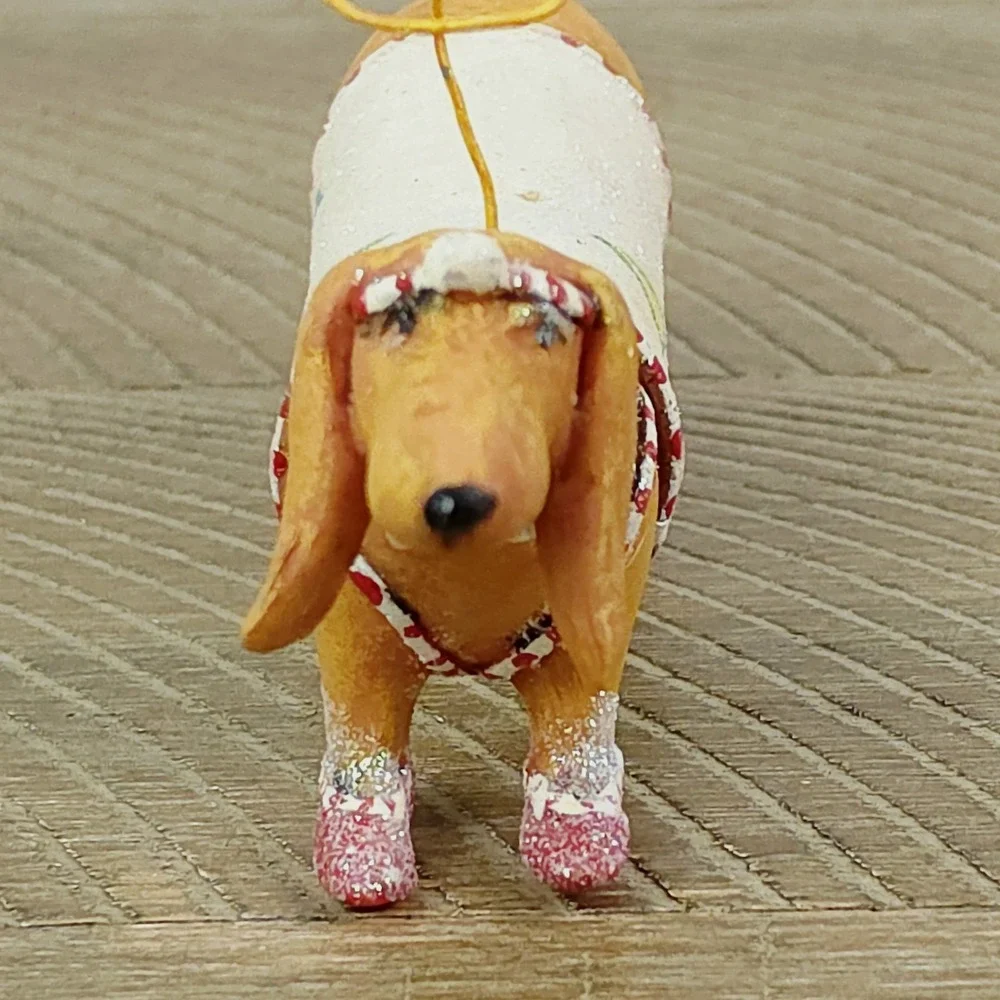 Patience Brewster Mackenzie Childs Krinkles Dachshund Halo Christmas Figurine